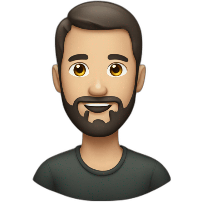 Beard man with short hair and dark yeas emoji