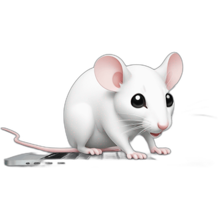 White mouse using macbook emoji