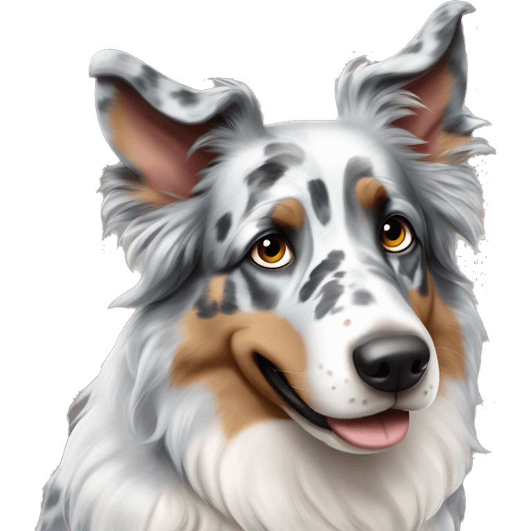 Blue Merle Australia shepherd . One eye brown the other blue  emoji