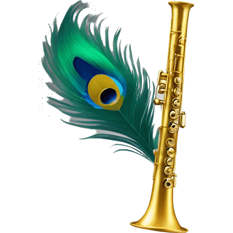 Flute with peacock feather  emoji