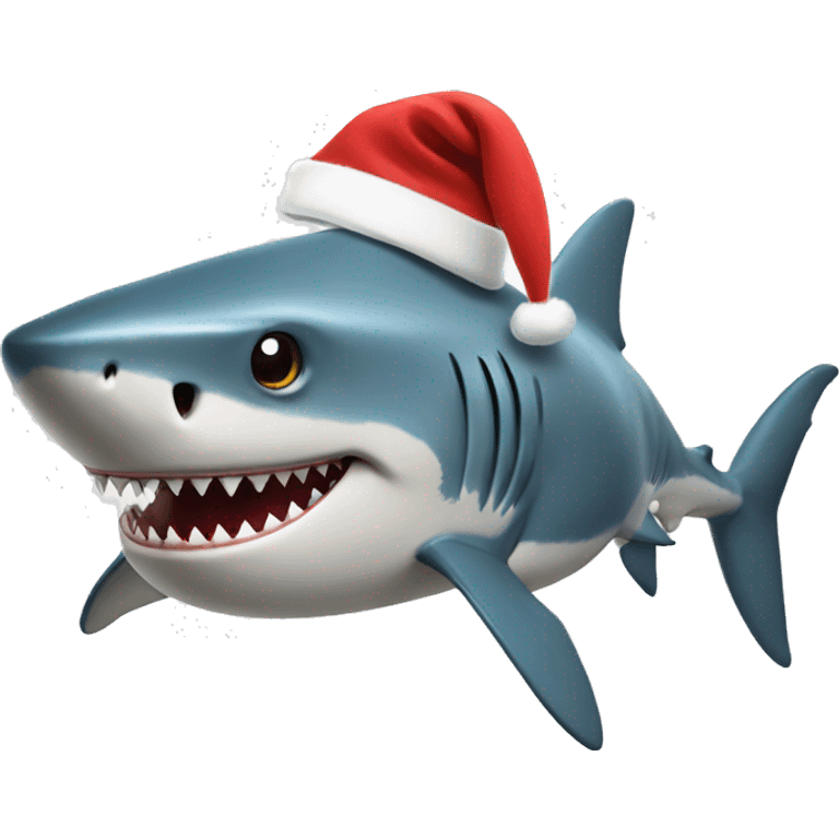 Shark with a Santa hat  emoji