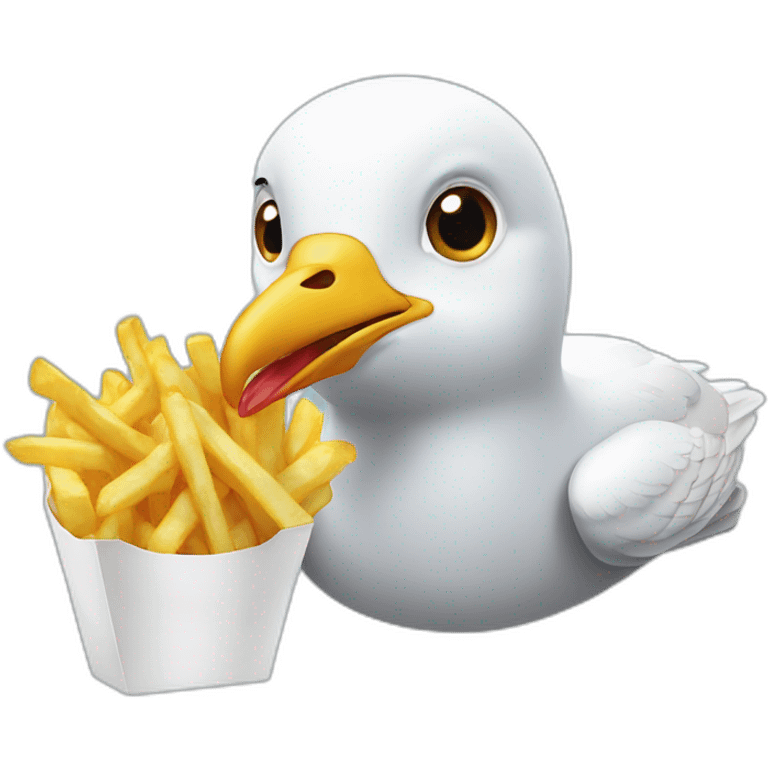 Seagull eating fries emoji