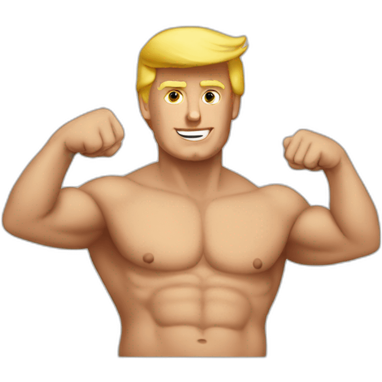 Trump shirtless with a big emoji