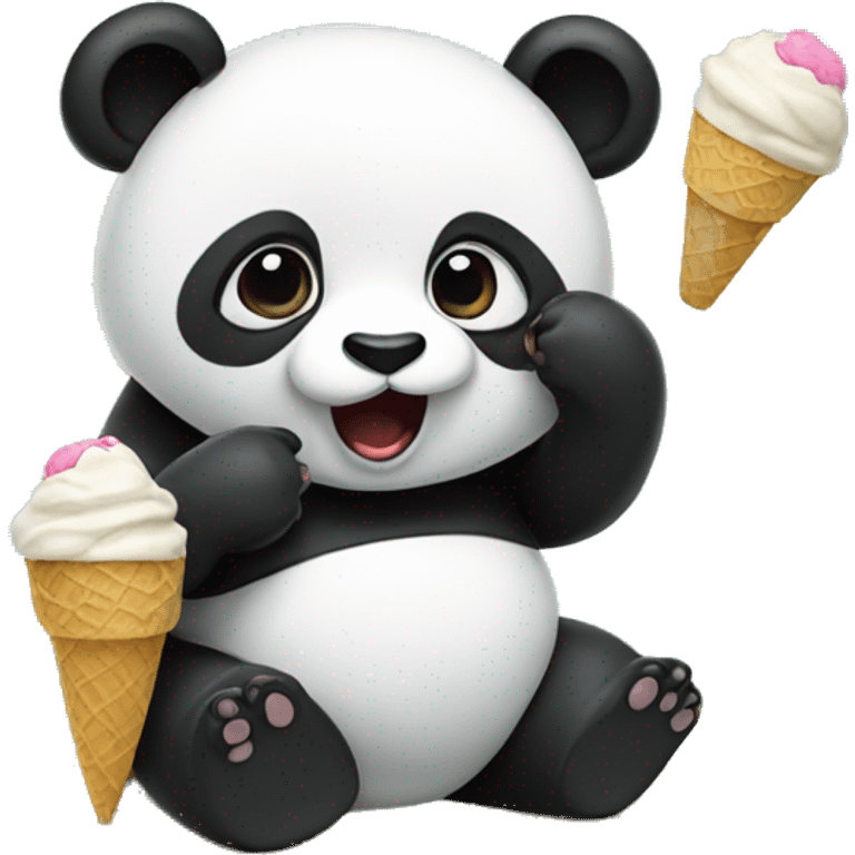 Panda eating ice cream emoji