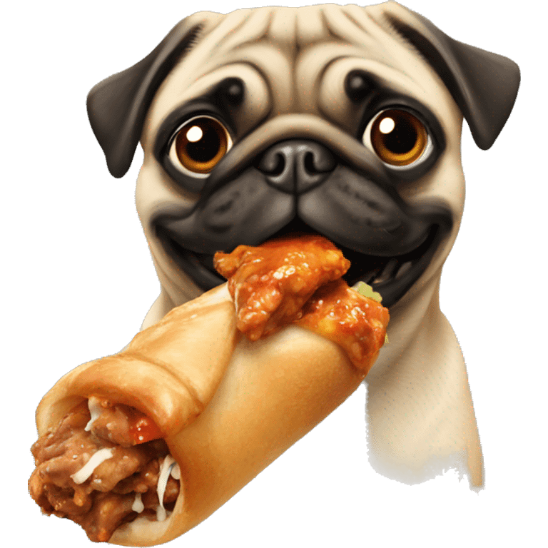 Pug eating wing stop emoji