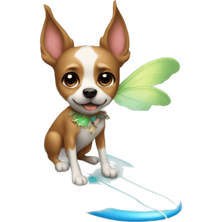 Dog wearing a fairy costume on a surfboard  emoji