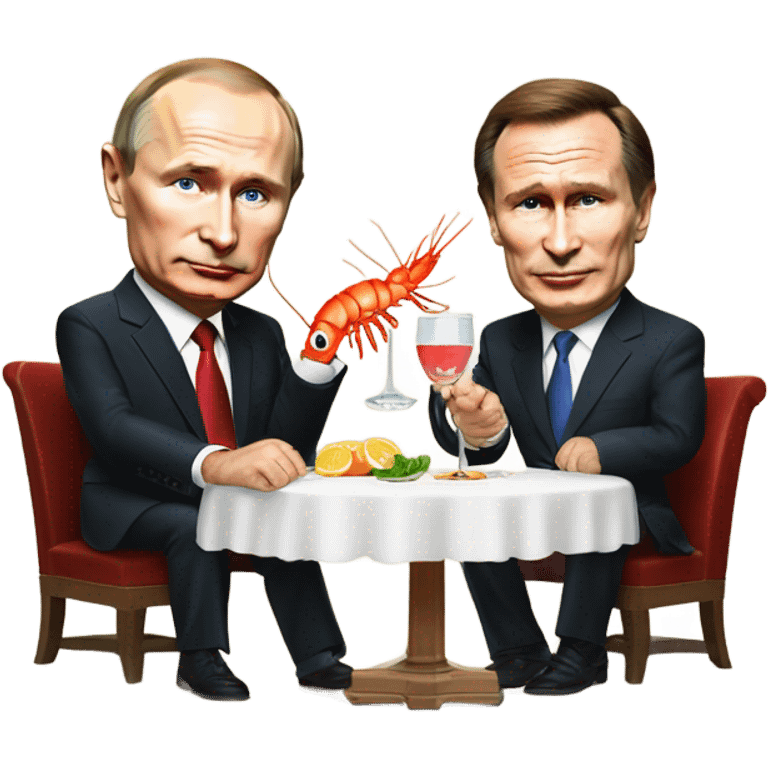 Vladimir Putin and Gerhard Schröder with a shrimp cocktail  emoji