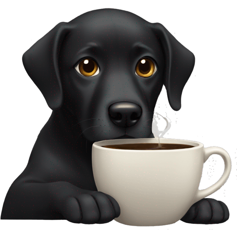 black dog drinking coffee  emoji