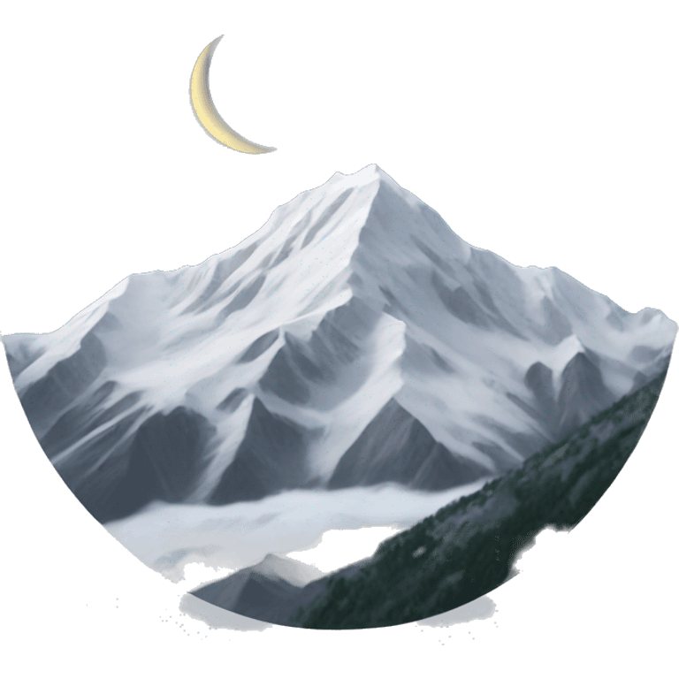 lune above the high snow mountain peak emoji