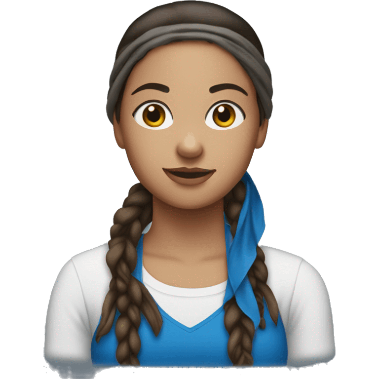 Brunette girl with braids and blue bandana on her neck emoji