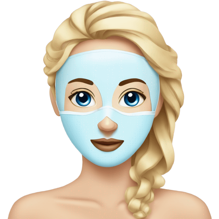 Lady with face mask and blue eyes spa beauty full face relaxing emoji