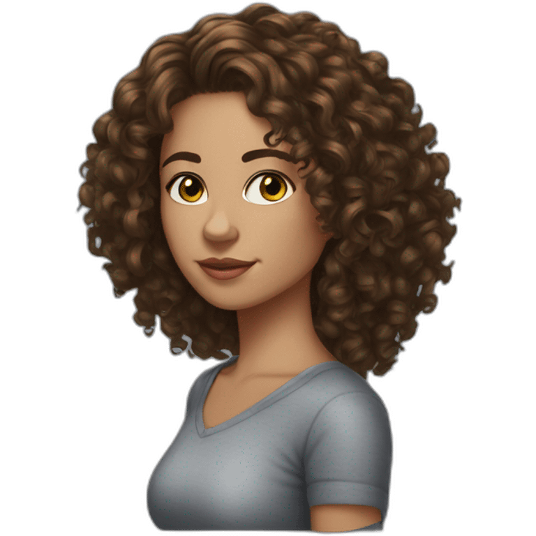 She-brunette-curly hair-Featureless emoji