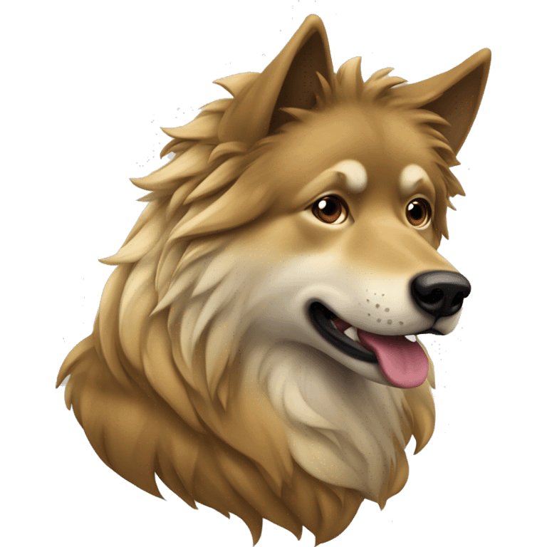 homem  olho  dourado  de  terno  cabelo    curto  e  castanho com  um  lobo emoji