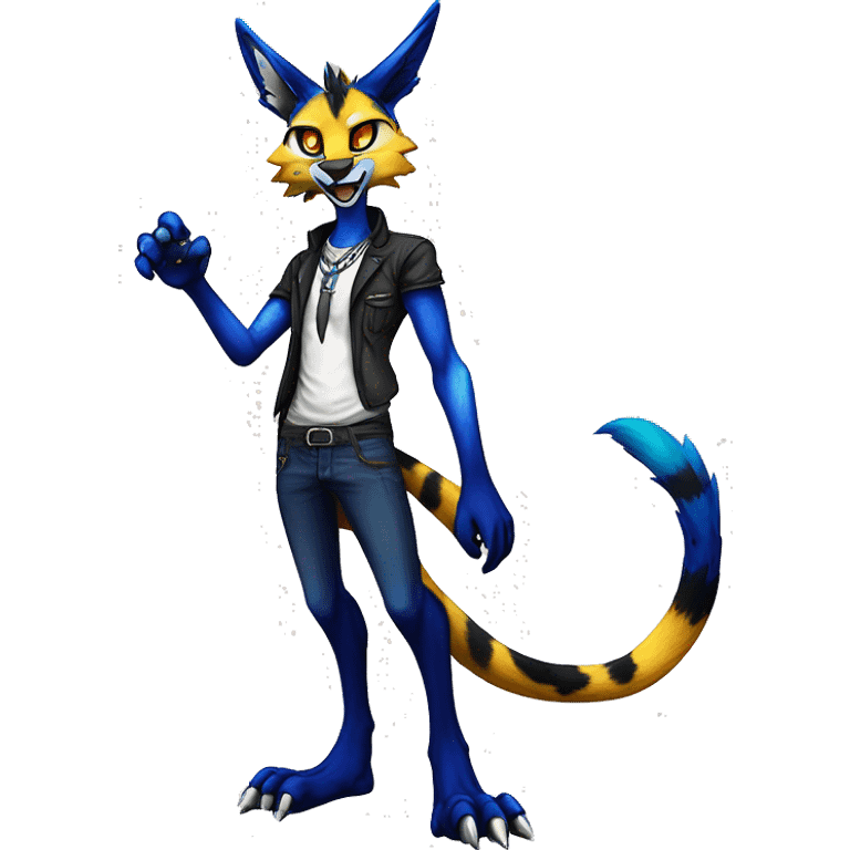 Anthro Epic Edgy Colorful Sergal-Serval-Vernid full body emoji