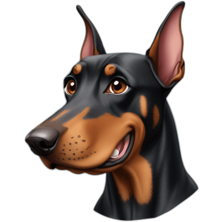 Doberman smiling big floppy ears emoji