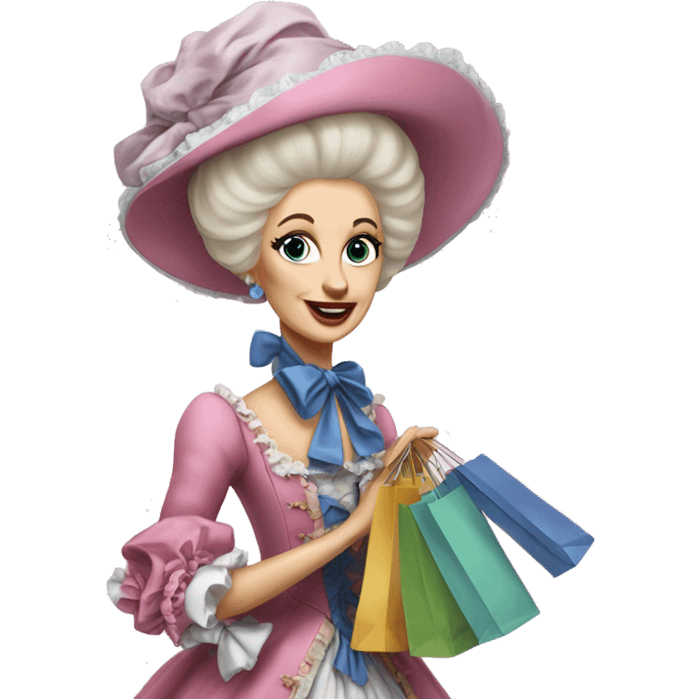 realistic Marie Antoinette with shopping bags emoji