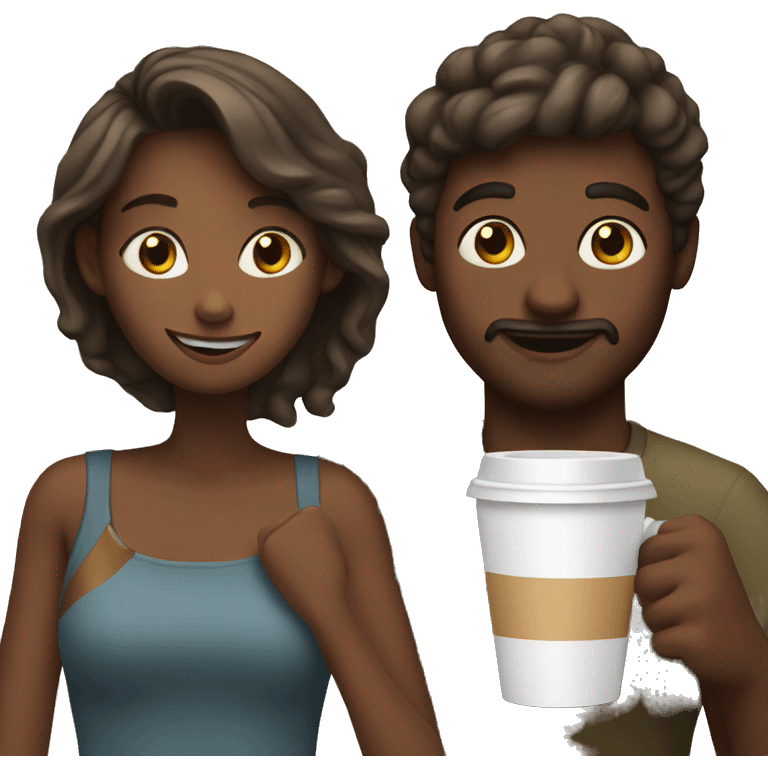 Girl and guy drinking coffee emoji