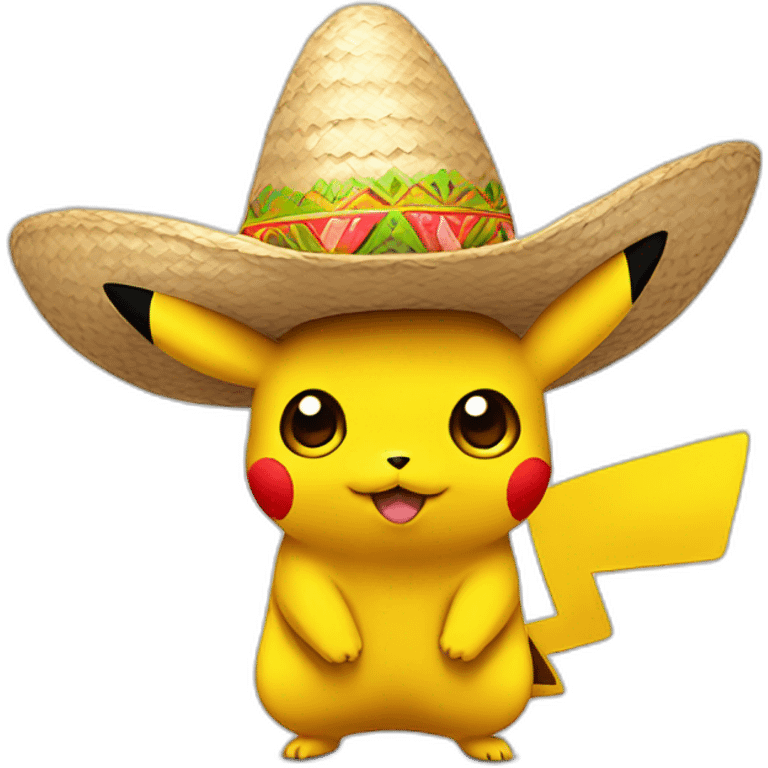 pikachu wearing sombrero with mustache emoji