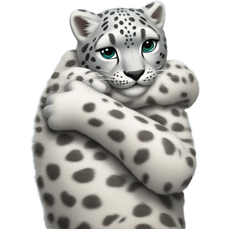 Snow leopard hugging emoji