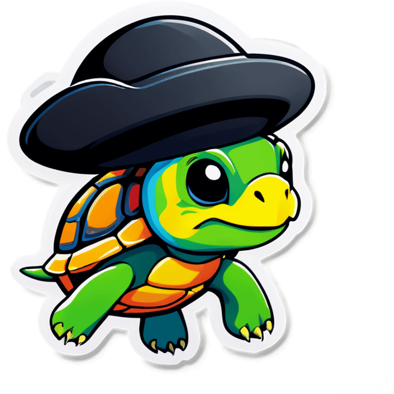 Turtle with black hat  emoji