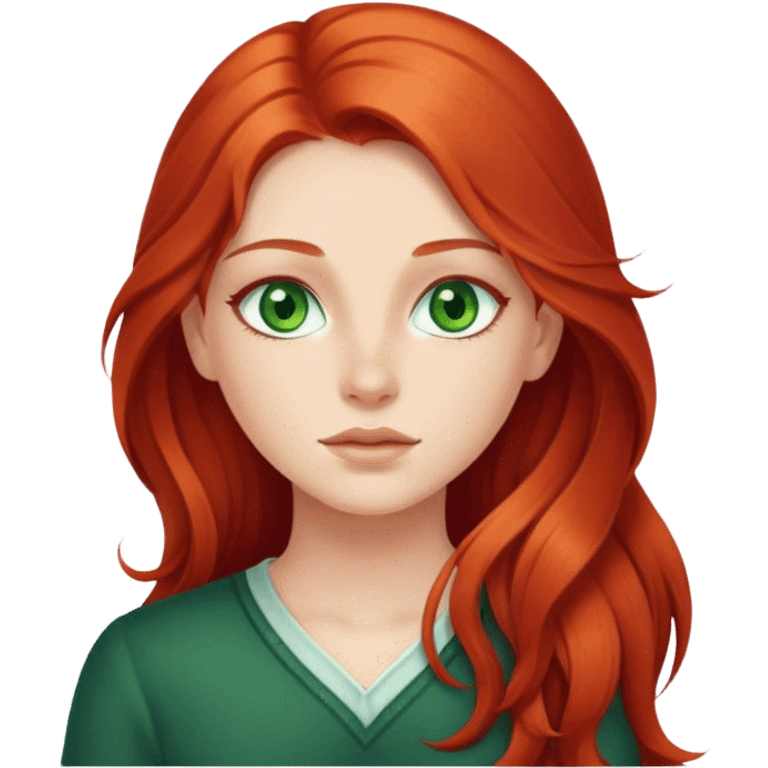 Girl with long red hair and green eyes  emoji