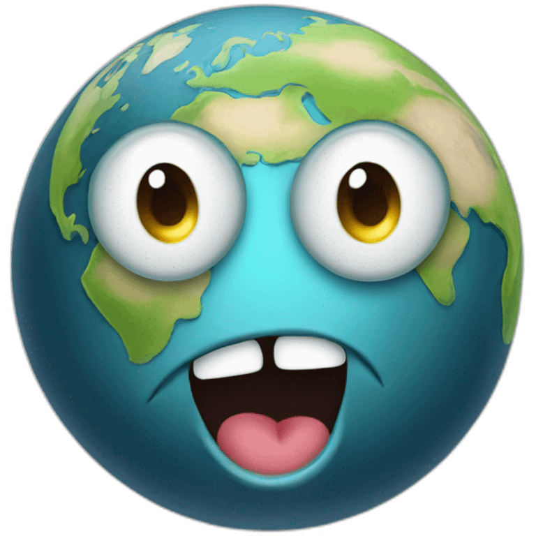 planet earth with cartoon face with smiling eyes emoji