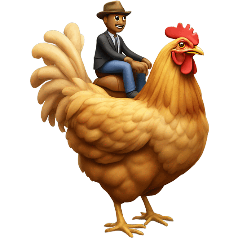 man riding on a chicken emoji