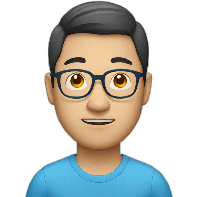 Chinese man with glasses and blue shirt emoji