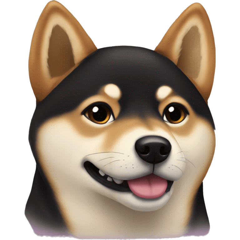 The Shiba inu is black in color with hearts in its eyes emoji