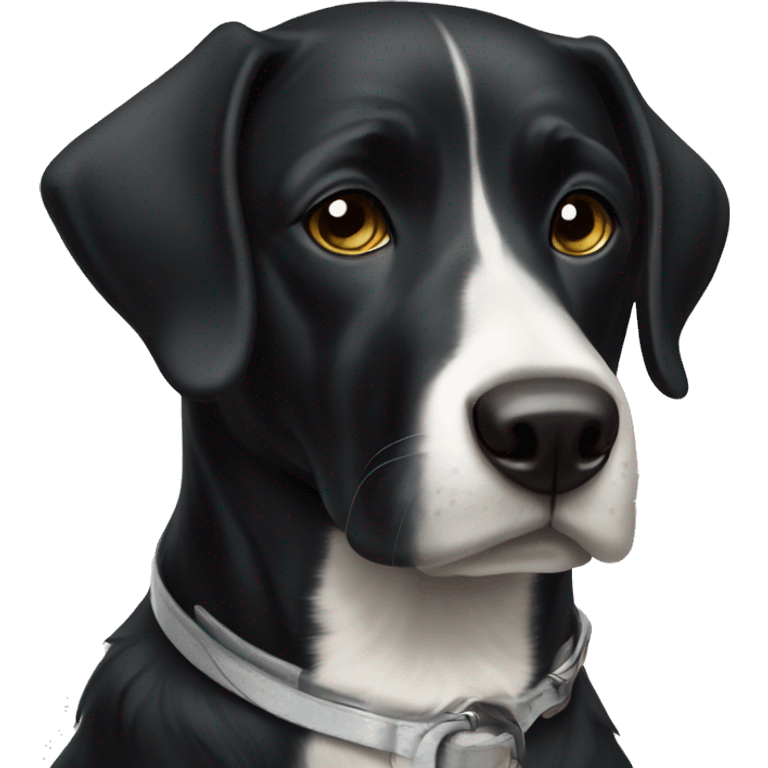 black dog with white collar and whitish nose emoji