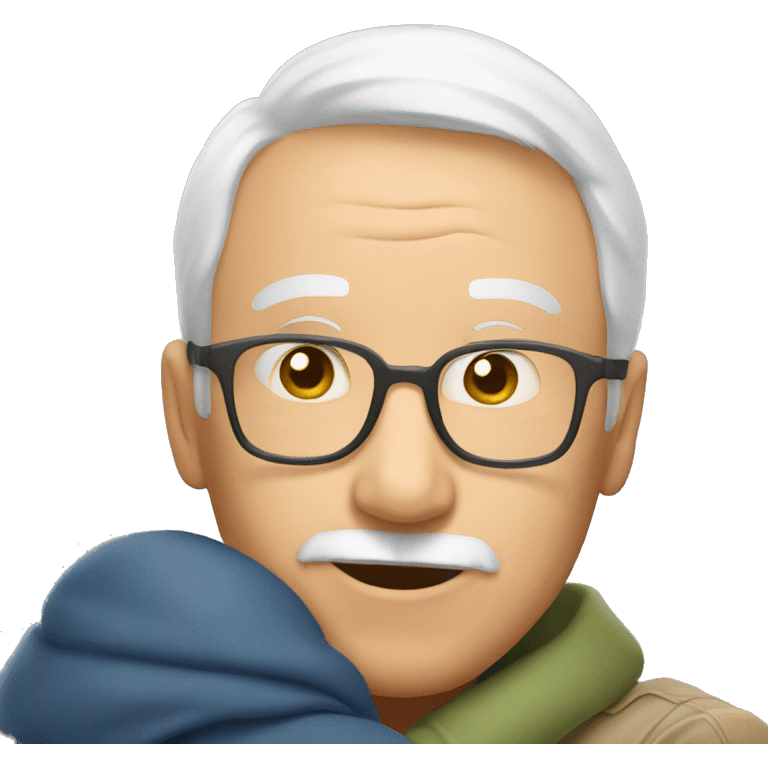 Grandfather huggings with a boy emoji