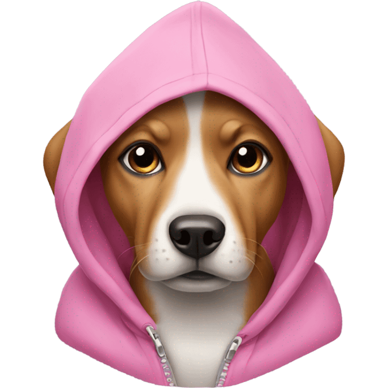 dog wearing a pink hoodie emoji