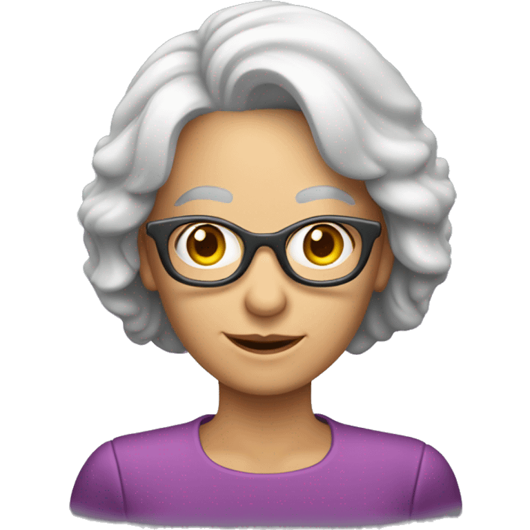 mujer de 60 años pelo orto con camara fotografic emoji