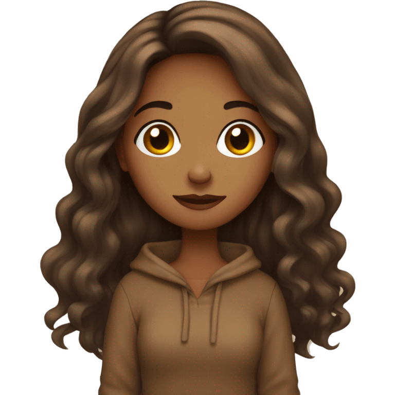 cozy fall brown long hair girl  emoji