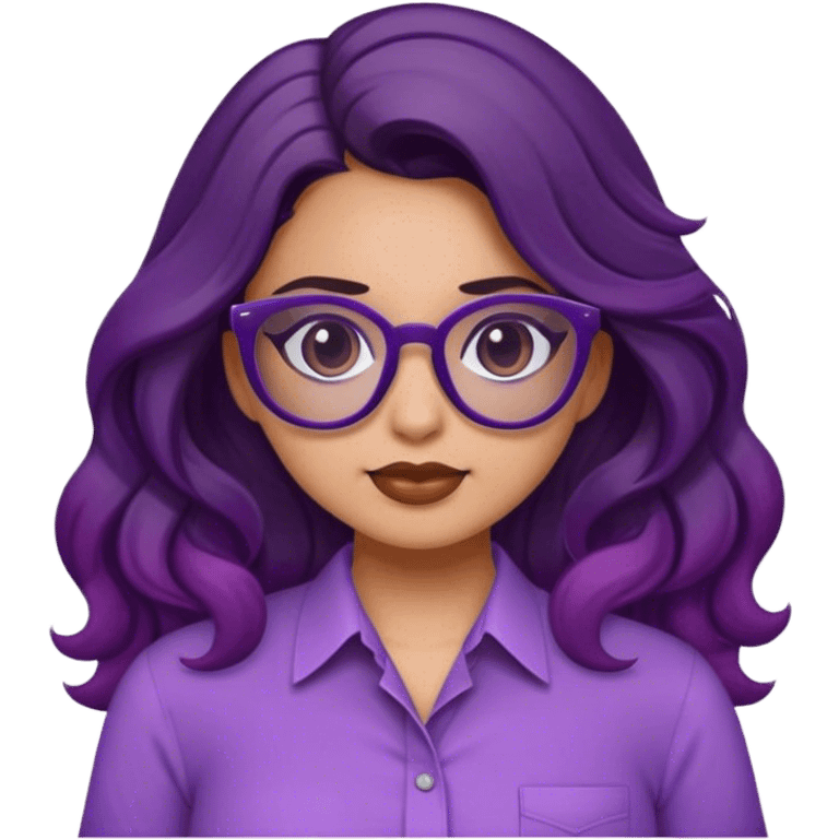 chica con lentes morados, tez morena, cabello ondulado, 29 años con camisa de grogu emoji