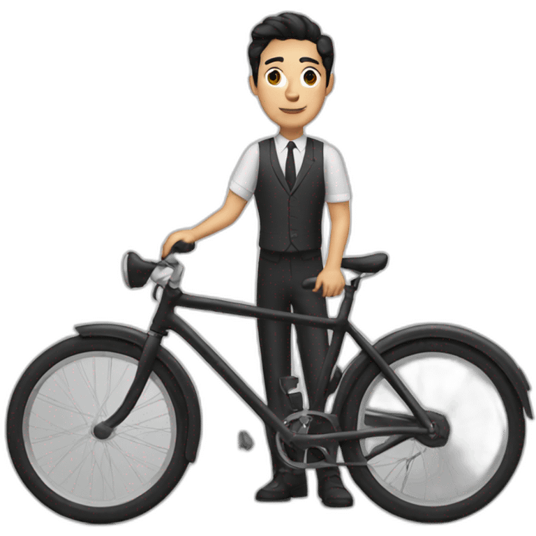 White Alfred with black hair with bike emoji