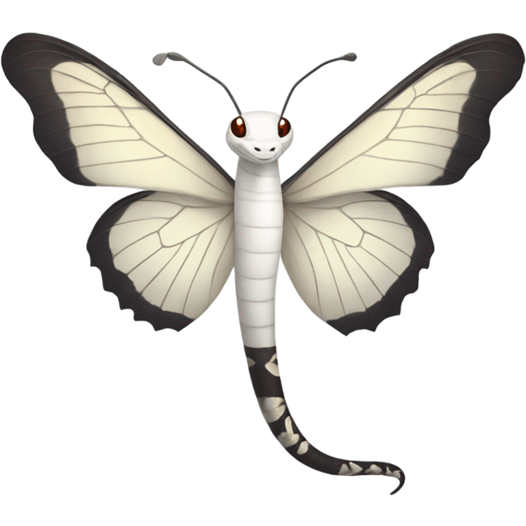 White snake with wings of butterfly in the middle of its body emoji