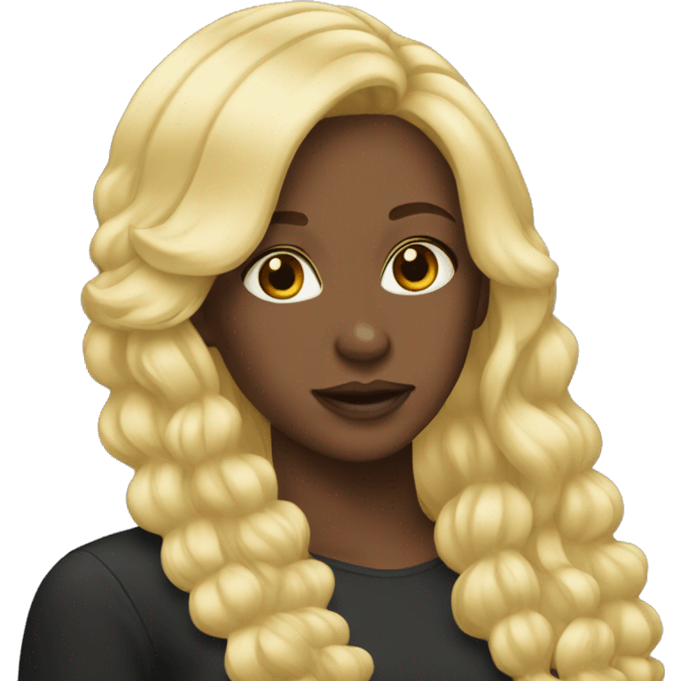 Blonde hair with black girl emoji