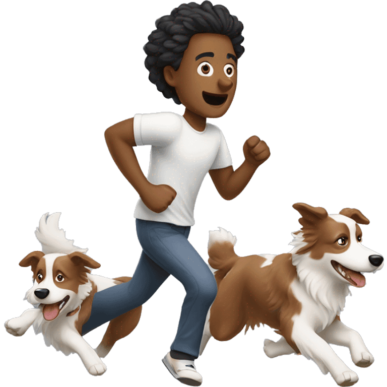 Man running with two border collies  emoji