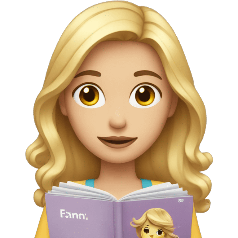 Girl holds a magazine in hands emoji