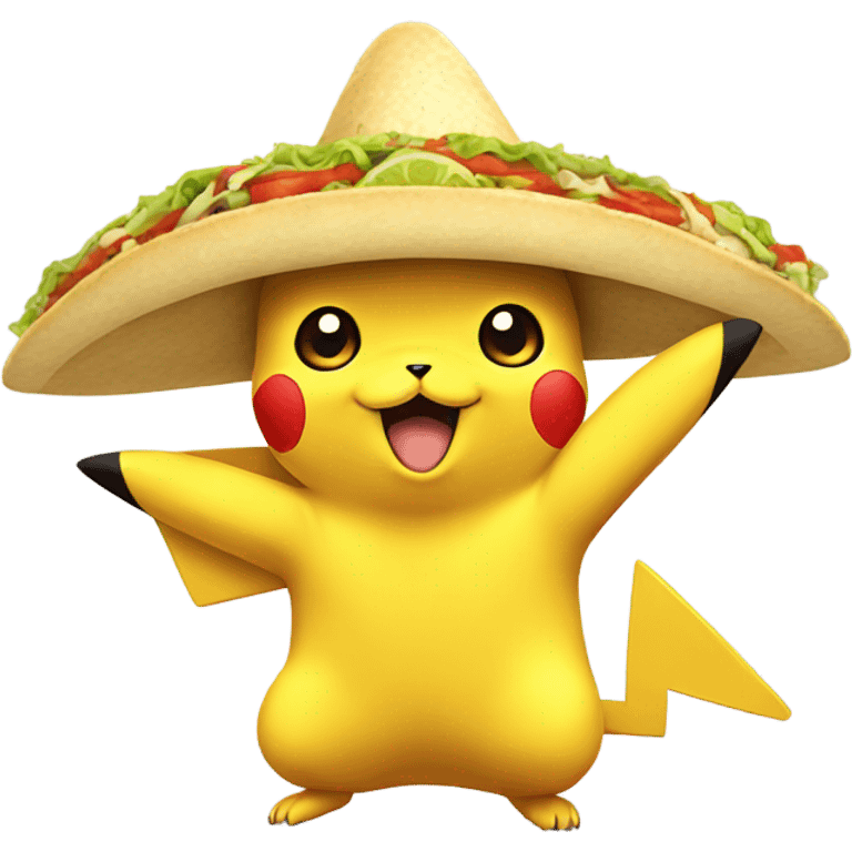 Pikachu holding a taco emoji