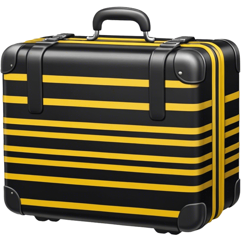 A black suitcase with yellow stripes across it emoji