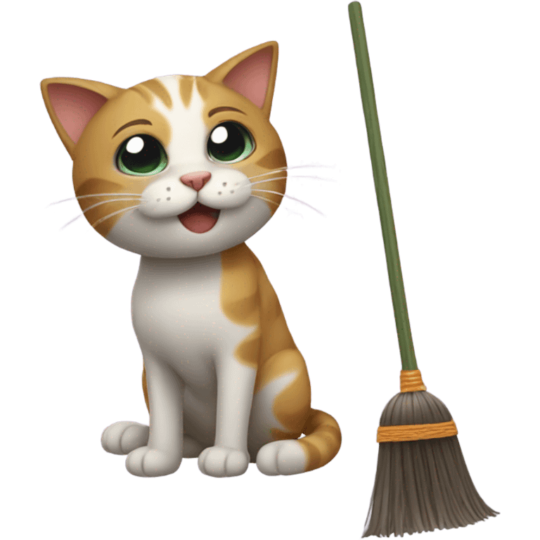 cat with broom emoji