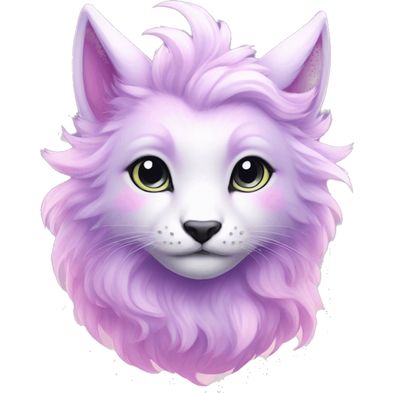 Kawaii colorful bright light pastel lilac-pink-white-gradient fantasy ethereal anthro fursona animal creature emoji