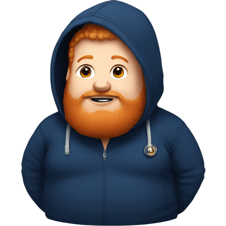 Fat ginger with a head set and a navy blue hoodie  emoji