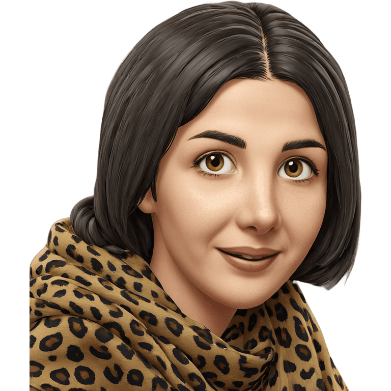 smiling girl in leopard scarf emoji