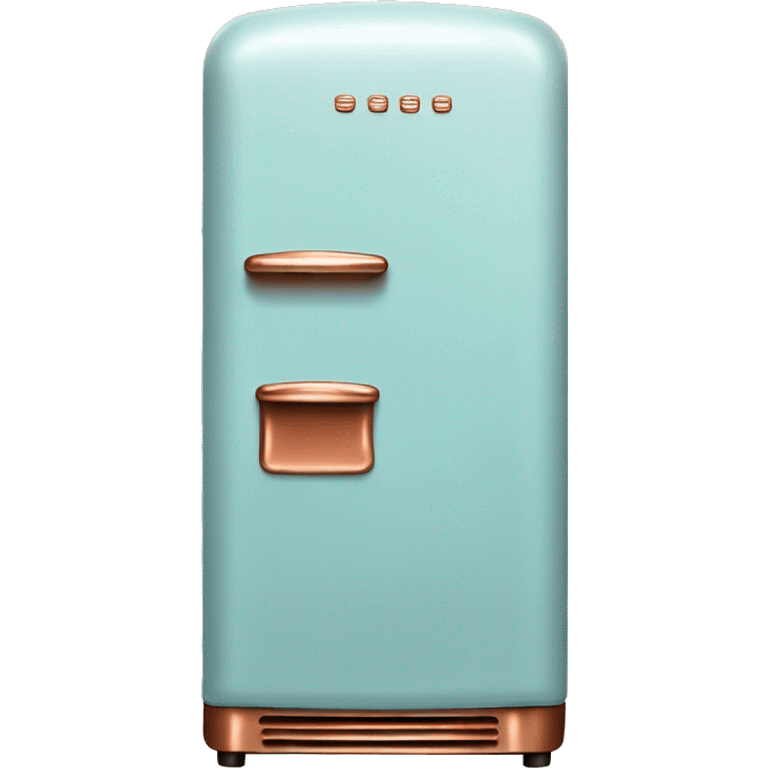 Realistic pastel blue and metallic copper vintage fridge.  emoji