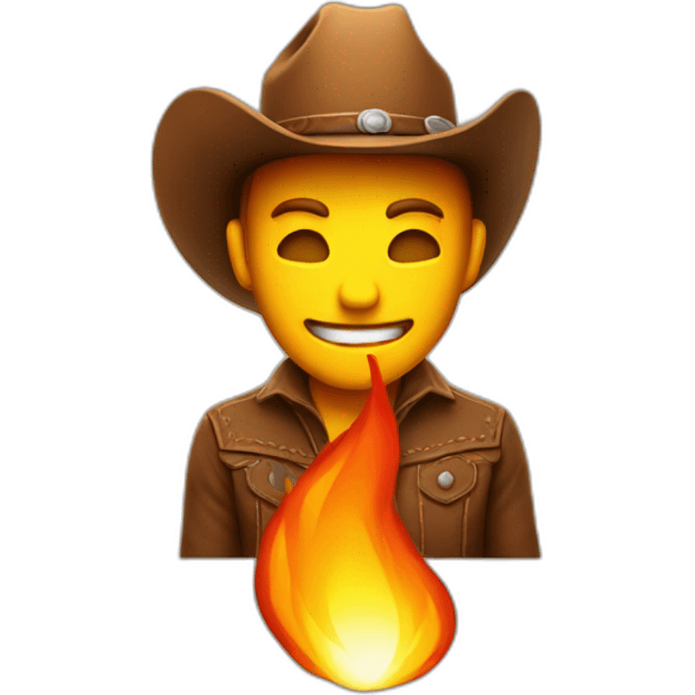 cowboy wearing hat on fire emoji