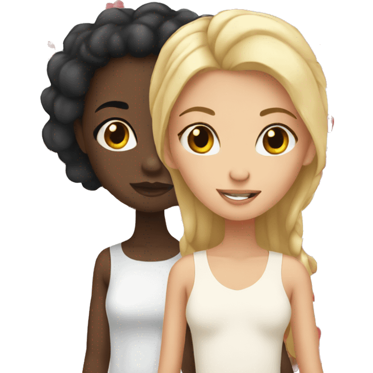 black girl and white girl in love emoji