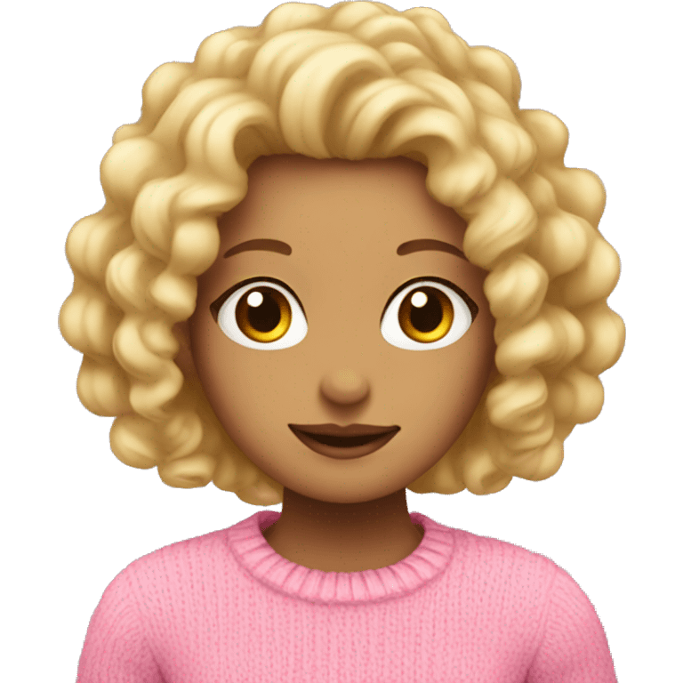 girl with blonde curly hair and a pink jumper emoji